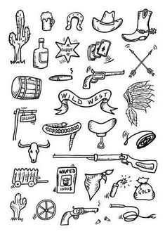 hand drawn doodle style illustration of various items and things that can be seen in this image