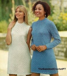 Women's lacy dress knitting pattern, with sleveless or long sleeves option. Vintage pattern from the 70's. YOU WILL RECEIVE: --- Pattern instructions available in English. --- With abbreviations. --- Read and print friendly (SEE PHOTO). --- ASSISTANCE: I have much experience in knitting, so if you have any question send message, I will try my best to help. 4 SIZES MEASUREMENTS(Note: 1 inch = 2.54 cm) . To Fit bust: 34 [36, 38, 40] ins = 86 [91, 96.5, 101.5] cms       . Width round hips: 36¼ [38, Knitting Dress Pattern, Knit Dress Pattern Free, Dress Knitting Pattern, 70s Pants, Dress Knitting, Knitting Dress, Knit Dress Pattern, Dress Patterns Free, Motif Vintage