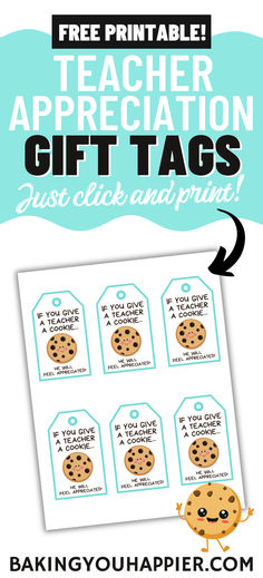 a printable teacher appreciation gift tag for cookies