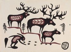 an image of some animals in the wild with antlers on their heads and horns