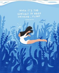 Being Strong, Floating Illustration, Illustration Spiritual, Travel Instagram Captions, Floating Quotes, Spiritual Illustration, Swimming Illustration, Impact Aesthetic, Illustrated Quotes