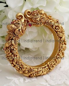 Jodhpur Bangle Elephant Bangles Gold, Kankanalu Designs, Gold Kangan, Ruby Chain, Silver Payal, Elephant Motif, Elephant Bangle, Antique Bangles, Wedding Jewelry Sets Bridal Jewellery