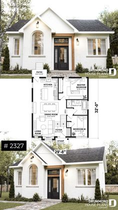 two story house plans with front and back views