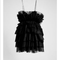 Sold Out New In Box Would Trade For A S Or Xs Zara Tulle Dress, Black Rhinestone Top, Nyc Ballet, Black Tulle Dress, New York City Ballet, Fest Outfits, Rhinestone Top, City Ballet, Tulle Tutu