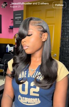 Hairstyle Mid Length, Hair Styles Side Part, Hair Quick Weave, Side Part Hairstyle, Edges Laid, Straight Natural Hair, Feed In Braids Ponytail, Natural Hair Bob, Hair Edges