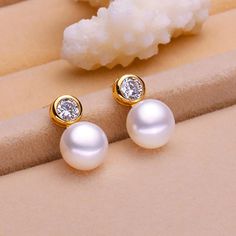 Diamond Jewerly, Pearl Diamond Earrings, Classic Pearl Earrings, Real Pearl Earrings, Silver Pearl Earrings, Freshwater Pearl Earrings, Earrings Design, Pearl And Diamond Earrings, Earrings Diamond