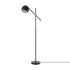 a black floor lamp on a white background