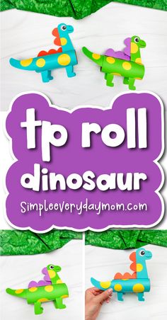 the top roll dinosaur craft is made from construction paper