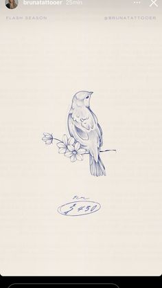 a drawing of a bird sitting on a branch