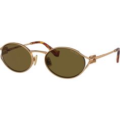 Step Up Your Style Game With These Miu Miu 0mu52ys-547oe01t Sunglasses. The Oval Shape, Gold Frame, And Dark Brown Lenses Add A Touch Of Elegance To Any Outfit. Elegant Brown Oval Sunglasses, Miu Miu Elegant Gold Sunglasses, Elegant Gold Miu Miu Sunglasses, Miu Miu Accessories, Miu Miu Sunglasses, Gold Details, Gold Frame, Step Up, Oval Shape