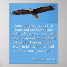 Come unto me all who are weary Soaring Eagle Poster Favorite Bible Verse, Soaring Eagle