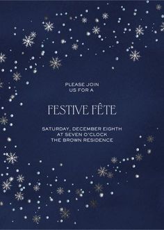 a festive fete party with snowflakes and stars in the night sky