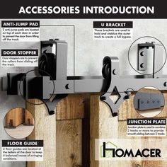 the instructions for how to install an outdoor wall mounted hook on a wood paneled door