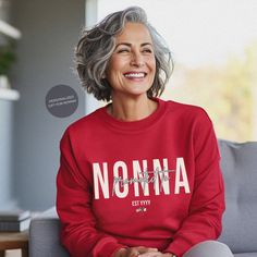 Get ready to be OBSESSED with your new PERSONALIZED NONNA Sweatshirt! This super soft crewneck is the cutest and most trendy way to emit all those nonna vibes! This is the perfect sweatshirt to throw on to show the whole world how much you love your grandkids. Also makes a great gift! This design is an original, created by Jackie Bonsignore @ Drift East Designs. She uses digital design elements and collage. She optimizes each image or illustration for a crisp, clear and gorgeous print onto a variety of apparel.  * Q U I C K * F A C T S * ✺ This is a Gildan 1800 crewneck, known for its warmth and softness. It's the perfect piece for cool weather and layered outfits! ✺ 50/50 cotton/polyester ✺ Wash and dry normally (on cool for best results) * S I Z I N G * ✺ Sizing is unisex so runs like me Italian Sayings, Nonna Gifts, Layered Outfits, Gift From Grandkids, Italian Quotes, Layering Outfits, Boyfriend Fit, Design Element, Design Elements