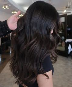 Long Dimensional Chocolate Brown Hair Lighter Brown Hair Color, Dark Brown Hair Rich, Lighter Brown Hair, Long Dark Brown Hair, Dark Brown Hair Dye, Natural Dark Hair, Mocha Hair