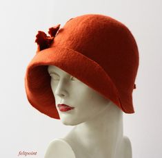 "Rust cloche hat Art Deco Felt hat felted hat Womens hat cloche hat felt hats felted hats Retro hat La belle epoque Art Deco, 1920s hat, Art Hats Rust orange hat cloche hat 1920's woman hat, Gatsby hat, Miss Fisher hat, Unique hat Hats&Caps Accessories Wool Merino wool Handmade Great, very flattering hat in the style of 1920's ! Soft and durable ! Adapts to the head ! Special and unique ! Sophisticated and elegant ! This hat is in rust/orange color with leaves in shades of rust/orange I can Brimmed Felt Cloche Hat For Winter, Winter Felt Brimmed Cloche Hat, Winter Felt Cloche Hat With Brim, Winter Felt Cloche Hat With Short Brim, Winter Felt Cloche Hat With Flat Brim, Adjustable Wide Brim Felt Cloche Hat, Adjustable Wool Cloche Felt Hat, Fall Fur Felt Cloche Hat, Fall Felt Cloche Hat With Curved Brim