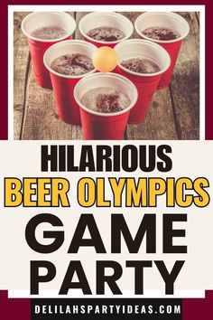 beer olympics game party with red cups and an orange ball