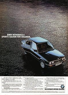 an advertisement for the bmw motor corporation shows a black car in water with its hood up