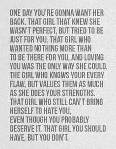 a poem written in black and white with the words, one day you're going to