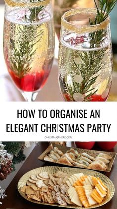 an elegant christmas party with champagne and appetizers