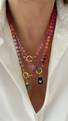 Rainbow Necklace, Dope Jewelry, Funky Jewelry, Jewelry Lookbook, A Necklace, Bijoux Diy, Jewelry Inspo, Cute Jewelry, Ibiza