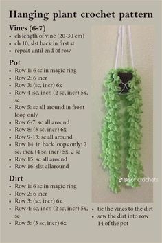 the instructions for hanging plant crochet pattern