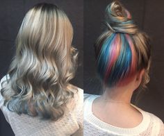 Rainbow hair!! Hair Ideas Ombre, Hidden Rainbow Hair, Hair Rainbow, Costume Noir, Blonde With Pink