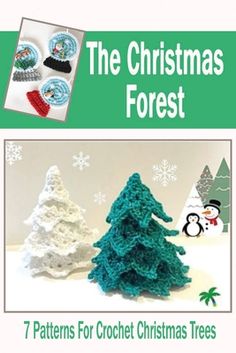 the christmas forest book is shown with crochet trees