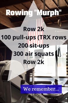 row 2k and 4k pull ups at the crossfit gym with text reading rowing / murph