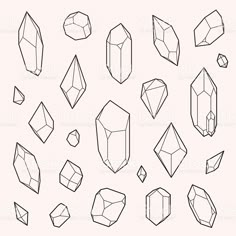 a set of different shapes and sizes of diamonds on a white background with black lines