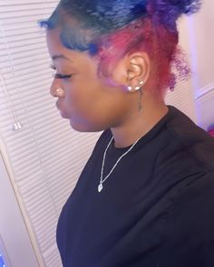 Pink And Blue Dyed Hair, Blue And Pink Hair Dye, Pink And Blue Natural Hair, Purple Natural Hair, Purple And Blue Hair, Pink And Blue Hair