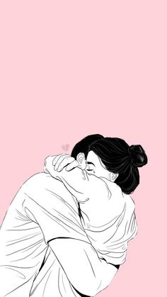 a drawing of a woman hugging her baby