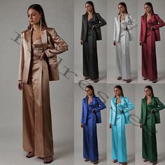 Suits For Women Prom Corset, 3 Piece Pant Suit For Women, Satin Pant Suit Women, Bridesmaids In Suits, Cocktail Suits Women, Gala Suit Women, Pant Suits For Women Party, Prom Pantsuit Woman, Silk Outfit Aesthetic