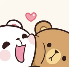 two teddy bears hugging each other with hearts in the background and one bear sticking its tongue out