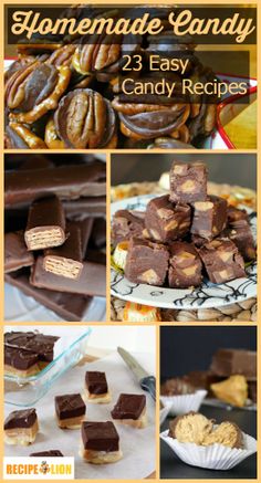 homemade candy recipe collage with chocolate and peanut butter