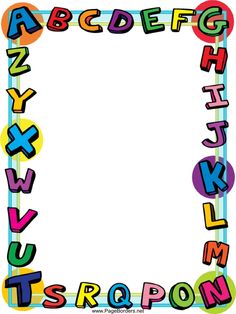 a colorful alphabet frame with letters and numbers