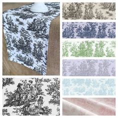 four different types of tablecloths with trees on them