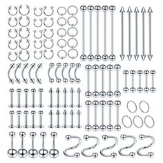 an assortment of metal hardware and screws