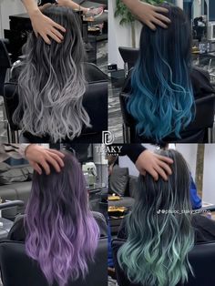 Hair Styles For Shorter Hair, Styling Long Hair, Style For Short Hair, Medium Hairs, Style Long Hair, Hair Color Swatches, Blue Ombre Hair, Korean Hair Color