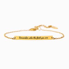 Remember Who The F♡ck You Are Motivational Bar Bracelet Motivational Bracelets, Bar Bracelet, Life Challenges, Bar Bracelets, Stay True, Tough Times, Premium Gift, Memorial Jewelry, Gift Packs