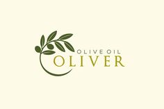 olive oil logo with the words olive oil and an olive branch on top of it