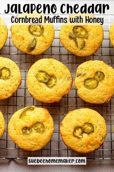 there are many muffins on the cooling rack