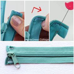 how to sew a zipper with an appliqued flower on the tip