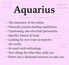 an aquarius zodiac sign on a pink background