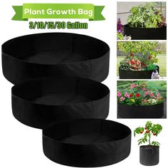 Max 30Gal Plant Grow Bags Plant Fabric Pot Nursery Soil Bag Thickened Nonwoven