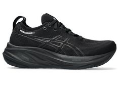 Women's GEL-NIMBUS 26 | Black/Black | Running Shoes | ASICS Running Shoes Asics, Outdoor Socks, Shoes Asics, Asics Women Gel, Asics Running Shoes, Women's Running Shoes, Wide Shoes, Rubber Shoes, Asics Women