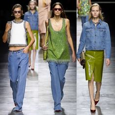 Fashion Trends 2024 Spring Summer Women Casual, Ss2024 Runway, Summer Trends 2024 Fashion, Summer2024 Outfits, Fashion Trends 2024 Spring Summer Women, How To Style A Denim Skirt, Ss 2024, Denim Skirt Fashion, Fashion Trend Forecast