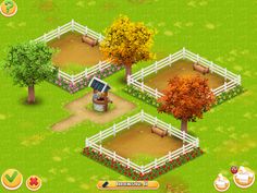 an animal farm game with horses and trees