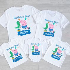 Pig Birthday Tee, Pig Family Shirt, Birthday Party Shirt, Girl Birthday Shirt, Family Birthday Shirt, Toddler Birthday Shirt We custom design, print, and hand press, and carefully ship everything you see in our shop. All of our items are printed on quality apparel. AOur items special gift for your family.Our items feels soft and lightweight. 👉Unisex/Toddler/Youth/Women V-Neck/Babysuit👈 * 4.2 oz./yd²,60% cotton and 40% Polyester * Retail fit * Side-seamed * Shoulder-to-shoulder taping for extra durability * Tearaway label 👉Processing Time👈 1-3 business day 🚚Shipping Time 1-5 business days. If an item shows delivered we are not responsible to ship another item. PLEASE check with your local post office for further information 🛒Placing An Order * Please, check and review all photos in th Family Matching Birthday T-shirt With Name Print, Family Matching Shirt With Cartoon Print For Birthday, First Birthday Tops With Cartoon Print And Short Sleeves, Cartoon Print Short Sleeve Tops For First Birthday, Family Matching Shirt With Character Print For Birthday, Birthday Shirt With Cartoon Print And Short Sleeves, Birthday Short Sleeve Shirt With Cartoon Print, Cartoon Print Short Sleeve Tops For Birthday Gift, Cartoon Print Short Sleeve Top For Birthday