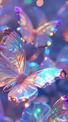 a close up of a butterfly on a blurry background with lights in the background